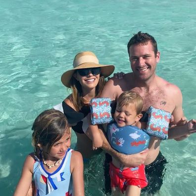 Armie Hammer, Elizabeth Chambers and their kids Harper and Ford.