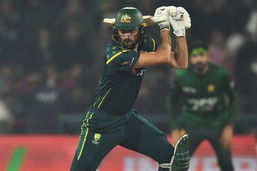 Matt Short bats during the T20 International match between Pakistan and Australia.