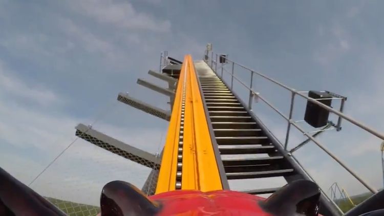 Take a ride on the world's tallest single-rail roller coaster