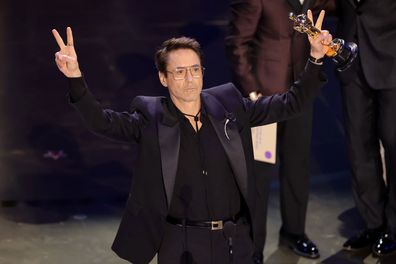 HOLLYWOOD, CALIFORNIA - MARCH 10: Robert Downey Jr. accepts the Best Supporting Actor award for "Oppenheimer" onstage during the 96th Annual Academy Awards at Dolby Theatre on March 10, 2024 in Hollywood, California. (Photo by Kevin Winter/Getty Images)