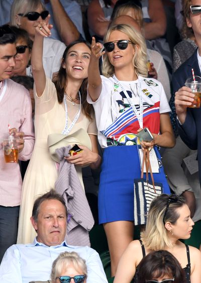 Alexa Chung and Poppy Delevingne&nbsp;at Wimbledon 2018
