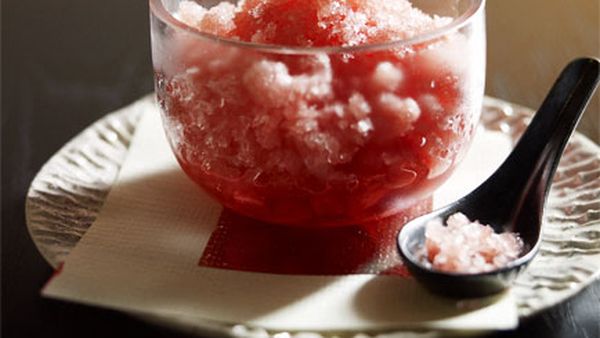 Watermelon granita with ginger syrup