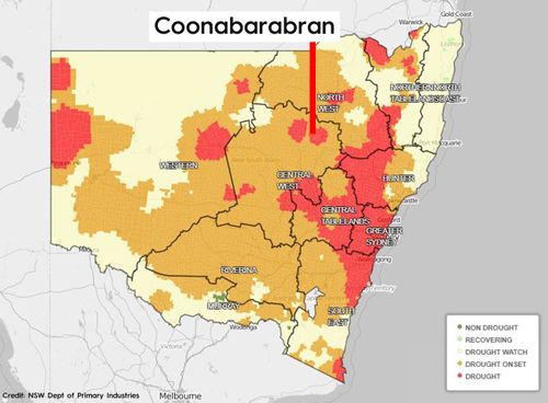 Coonabarabran was drought declared by the NSW Department of Primary Industries six months ago.