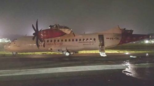 The tail and part of the wing was torn off the smaller plane.