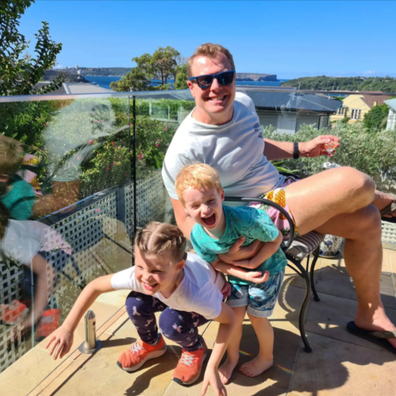 Dad and author Rob Sturrock with his two kids