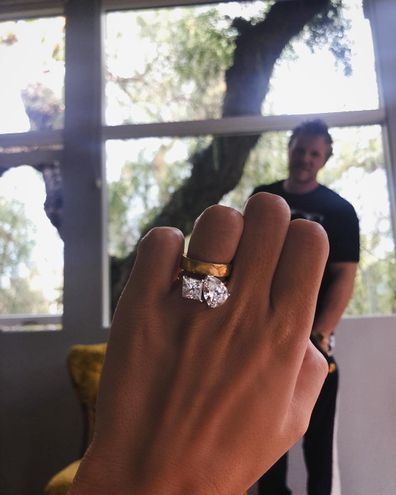 In Rata's beautiful two stone engagement from husband Sebastian.