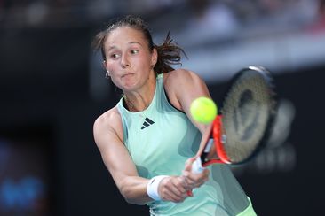 Daria Kasatkina plays a backhand in their round two singles match against Sloane Stephens of the United States during the 2024 Australian Open at Melbourne Park on January 18, 2024 in Melbourne, Australia. (Photo by Phil Walter/Getty Images)