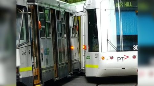 Commuters lucky to escape injury after trams collide in Melbourne CBD