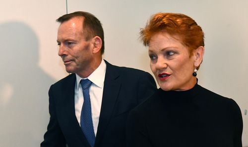 Despite openly admitting he shared a stormy past with the One Nation leader, Mr Abbott agreed to launch the book at parliament house today. (AAP)
