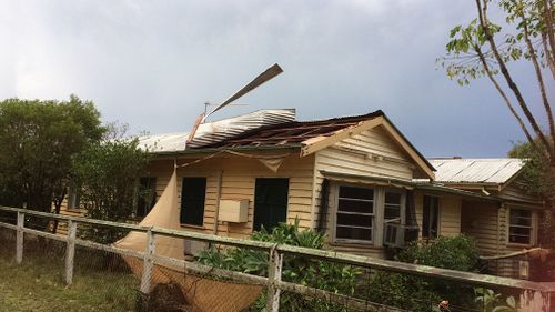 The roof of a home was torn off in the strong winds. (Facebook/Farmer Evans)