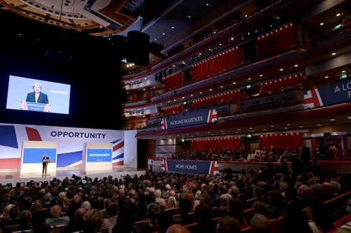 The auditorium in Birmingham packed to hear Theresa May address the Conservative Party  conference.