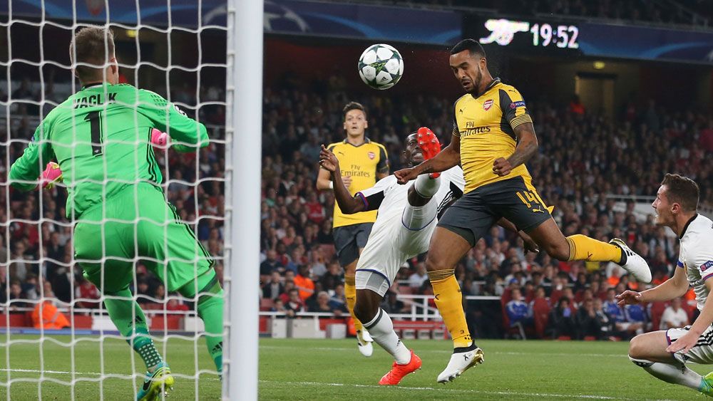 Arsenal attacker The Walcott scored twice against Basel in the Champions League. (AAP)