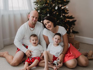 The Meier family pose for a portrait over Christmas.