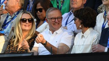 Anthony Albanese looks on during the Men&#x27;s Singles Final at the Australian Open.