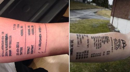 Teen gets second tattoo of tattoo receipt