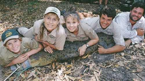 The Irwin family with Bindi's boyfriend Chandler Powell on a crocodile-catching trip. (Instagram)