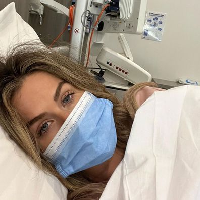 Sophie Guidolin in hospital with morning sickness before losing baby Pixie