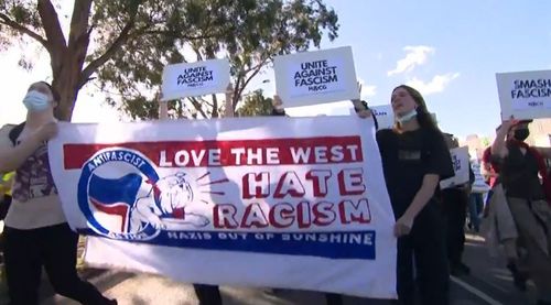 Hundreds of anti-Nazi protesters have marched through Sunshine West in Melbourne in an effort to thwart a secret gathering of white nationalists.