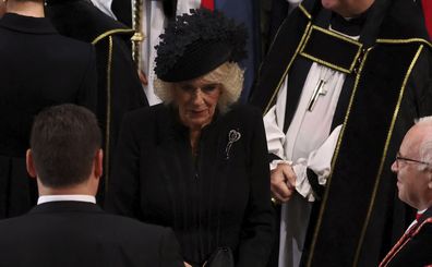Camilla the Queen Consort arrives Queen Elizabeth funeral