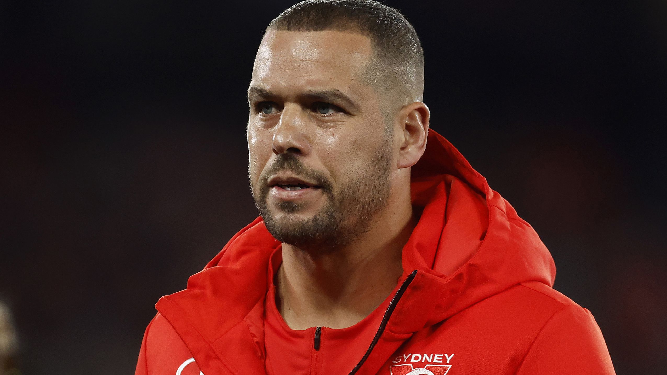 MELBOURNE, AUSTRALIA - JULY 29: Lance Franklin of the Swans looks on at three quarter time during the round 20 AFL match between Essendon Bombers and Sydney Swans at Marvel Stadium, on July 29, 2023, in Melbourne, Australia. (Photo by Daniel Pockett/Getty Images)