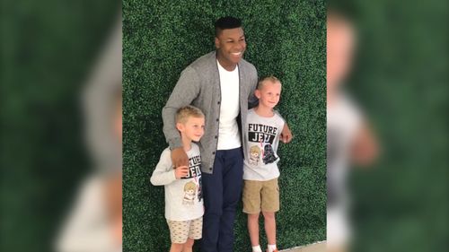 Actor John Boyega has had a hilarious encounter with two young Star Wars fans in Sydney. (Instagram)