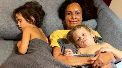 Turia Pitt and her children.