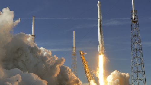 The SpaceX Falcon 9 rocket with the Dragon spacecraft launched from Space Launch Complex 40 at Cape Canaveral Air Force Station. (AAP)