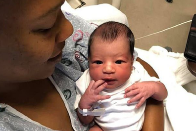 Mum and baby in hospital