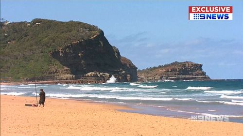 Avoca Beach remained closed as life savers and helicopter crews tried to track the shark. (9NEWS)