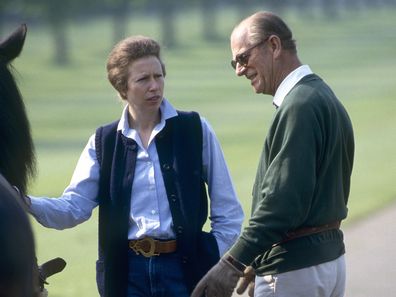 Prince Philip (duke Of Edinburgh) Talking With His Daughter, Princess Anne, At The Royal Windsor Horse Show.  (Photo by Tim Graham Photo Library via Getty Images)