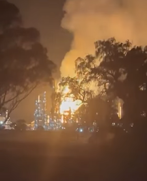 Imagery of the fire was posted to social media by nearby residents.