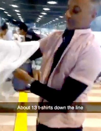 Man puts on 15 shirts to avoid luggage fees