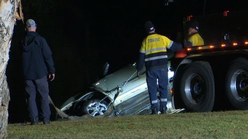 No-one was inside the vehicle when it plunged into the river. Picture: 9NEWS