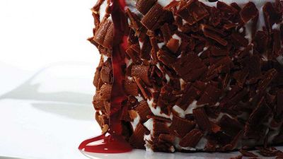 Recipe:&nbsp;<a href="https://kitchen.nine.com.au/2016/05/05/15/03/spythriller-chocolate-black-forest-cake-covered-with-alpine-whipped-cream" target="_top">Spy-thriller chocolate Black Forest cake covered with alpine whipped cream</a>