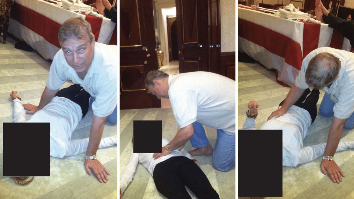 Latest Epstein file photos appear to show former Prince Andrew on floor with woman