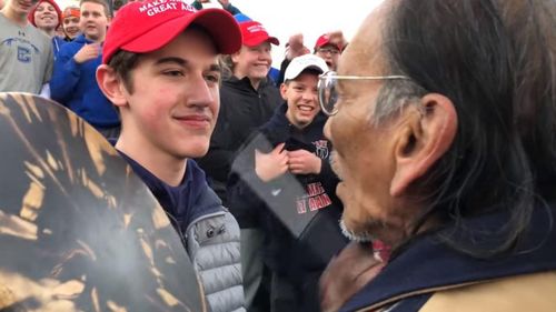 A viral video showed a Native American man being taunted by teens wearing 'Make America Great Again' caps.