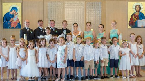 The teacher had all 22 of her students at her wedding. Picture: Supplied