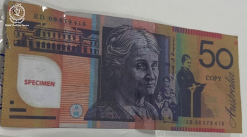 A telltale sign of fake cash is if words such as "prop" or "specimen" mark the note.ï»¿
