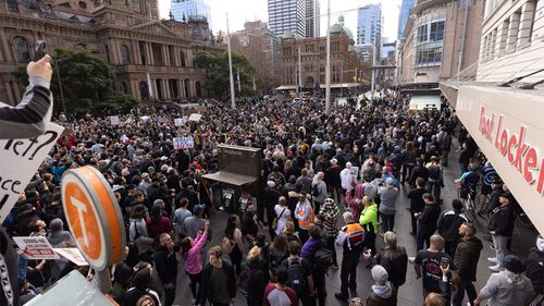 Lockdown protests cram into the streets of Sydney's CBD.