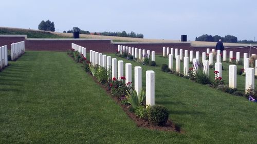 Hundreds of fallen Australian soldiers are buried at the Commonwealth War Graves Commission Cemetery at Fromelles. (AAP)