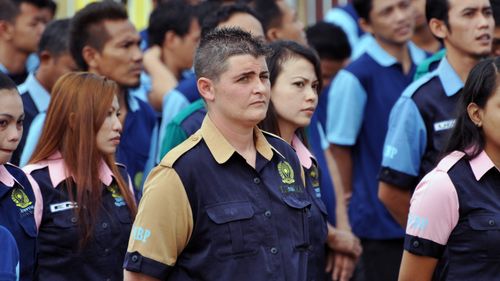 Convicted drug mule Renae Lawrence takes part in Indonesian Independence Day activities inside Kerobokan jail in Bali, Indonesia on Friday, Aug. 17, 2012. The only female member of the so called Bali Nine has been recommended for a six-month cut to her 20-year sentence for drug smuggling. 