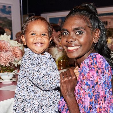 Magnolia Maymuru with her daughter at a 2022 David Jones event.