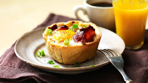 Sausage, egg and bacon pies