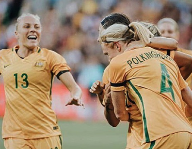 Tameka Yallop playing for The Matildas