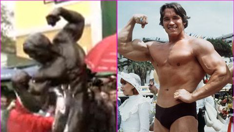 Arnold Schwarzenegger unveils 8-foot bronze statue of himself