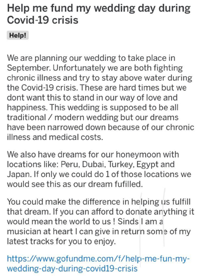 Couple Asks Strangers To Donate To Their Wedding Due To Coronavirus 9honey