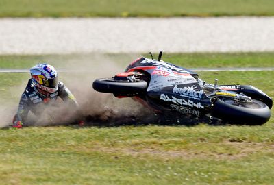 German rider Sandro Cortese was a virtual spectator after flying off the track.