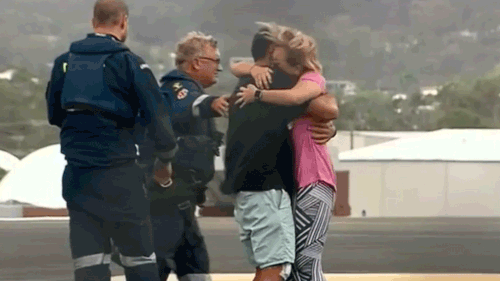 Sole survivor Ruben McDornan was rescued and then reunited with his family. (9NEWS)