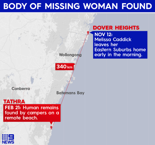 It appears Melissa Caddick's remains drifted south from Sydney to the Far South Coast of NSW.