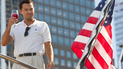 Leonardo DiCaprio as Belfort in The Wolf of Wall Street.